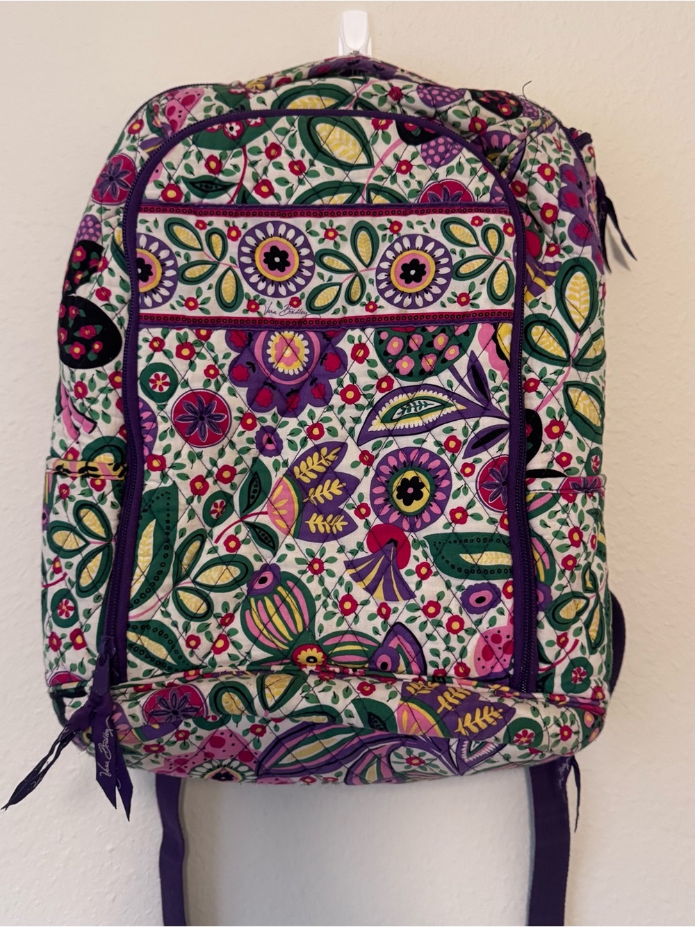 Vera Bradley Retired Viva La Vera Purple Floral Quilted Backpack